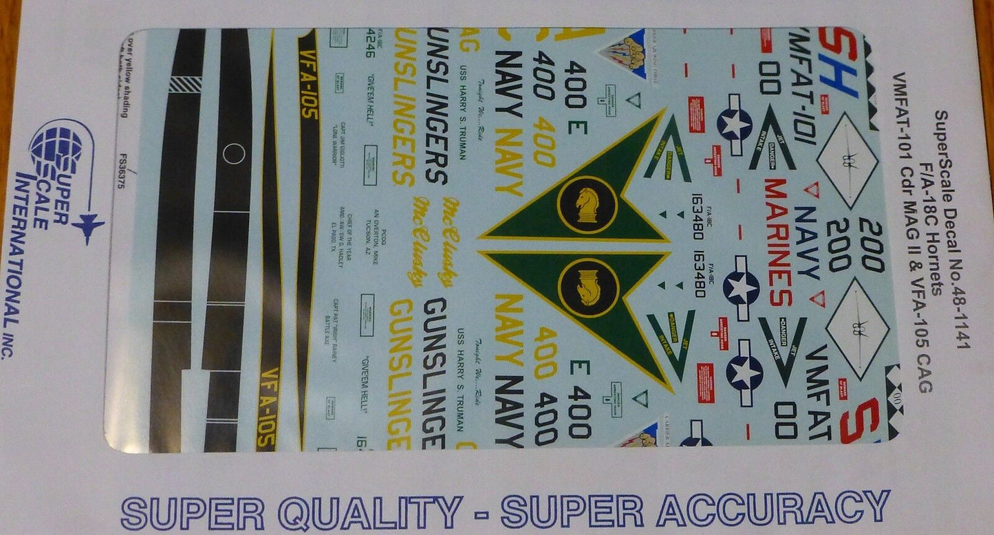 Microscale Decal 1:48 Scale #48-1141 / F/A-18C Hornets: VMF AT-101 Cdr Mag II &