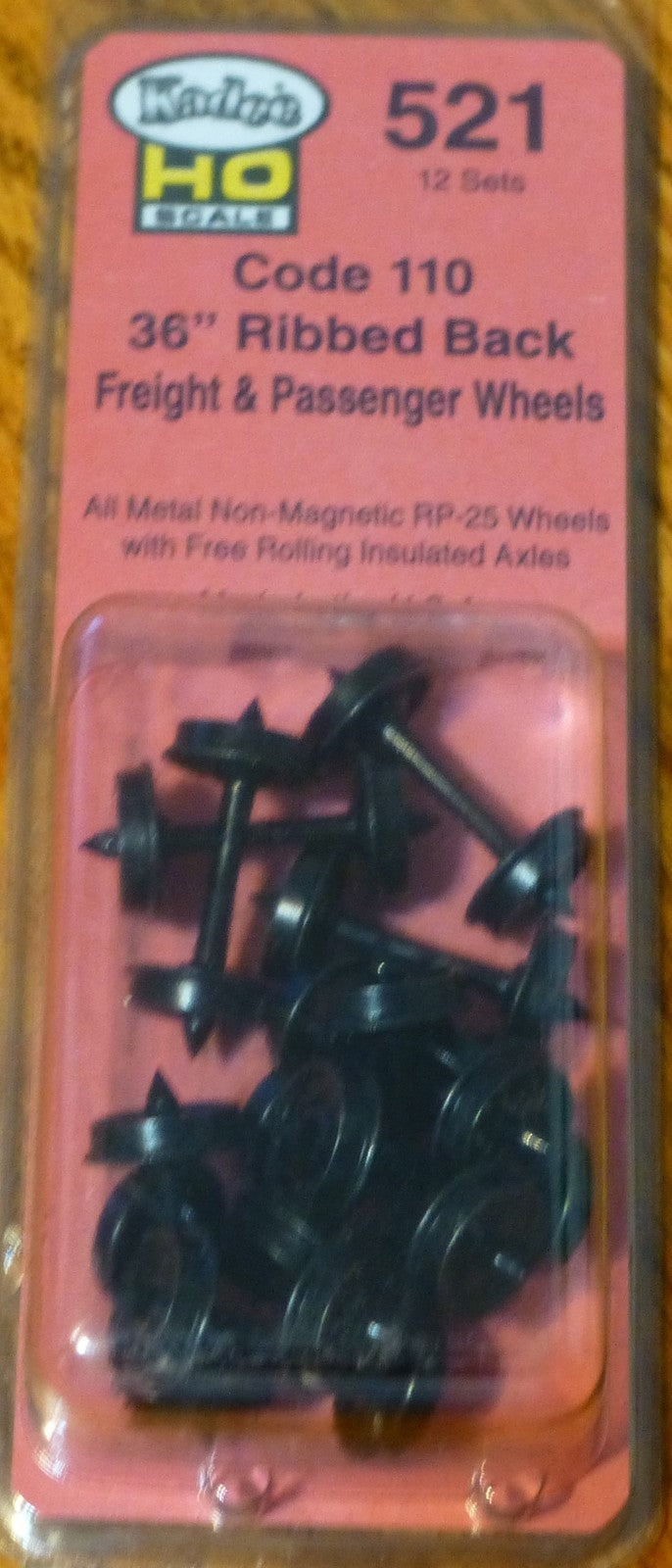 Kadee HO #521 Code 110 (.110") 36" Ribbed-Back RP-25 Wheelsets -- pkg(12)