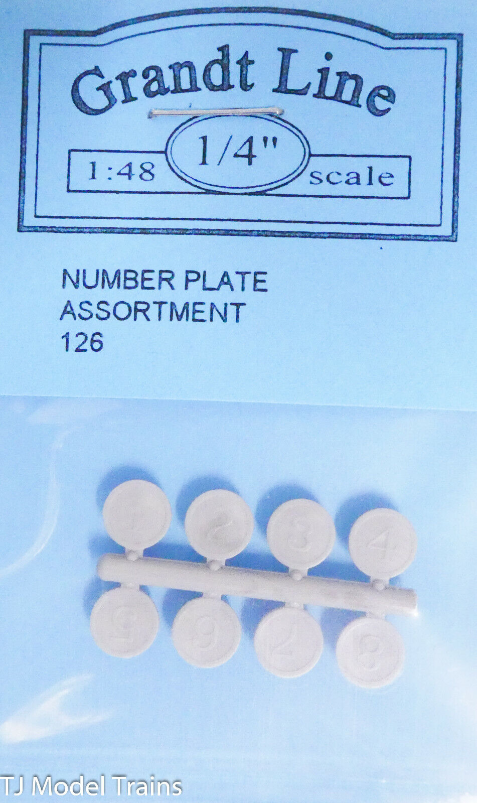 Grandt Line O #126 Number Plate Assortment 1-8 #'s (1:48 Scale) Plastic Parts