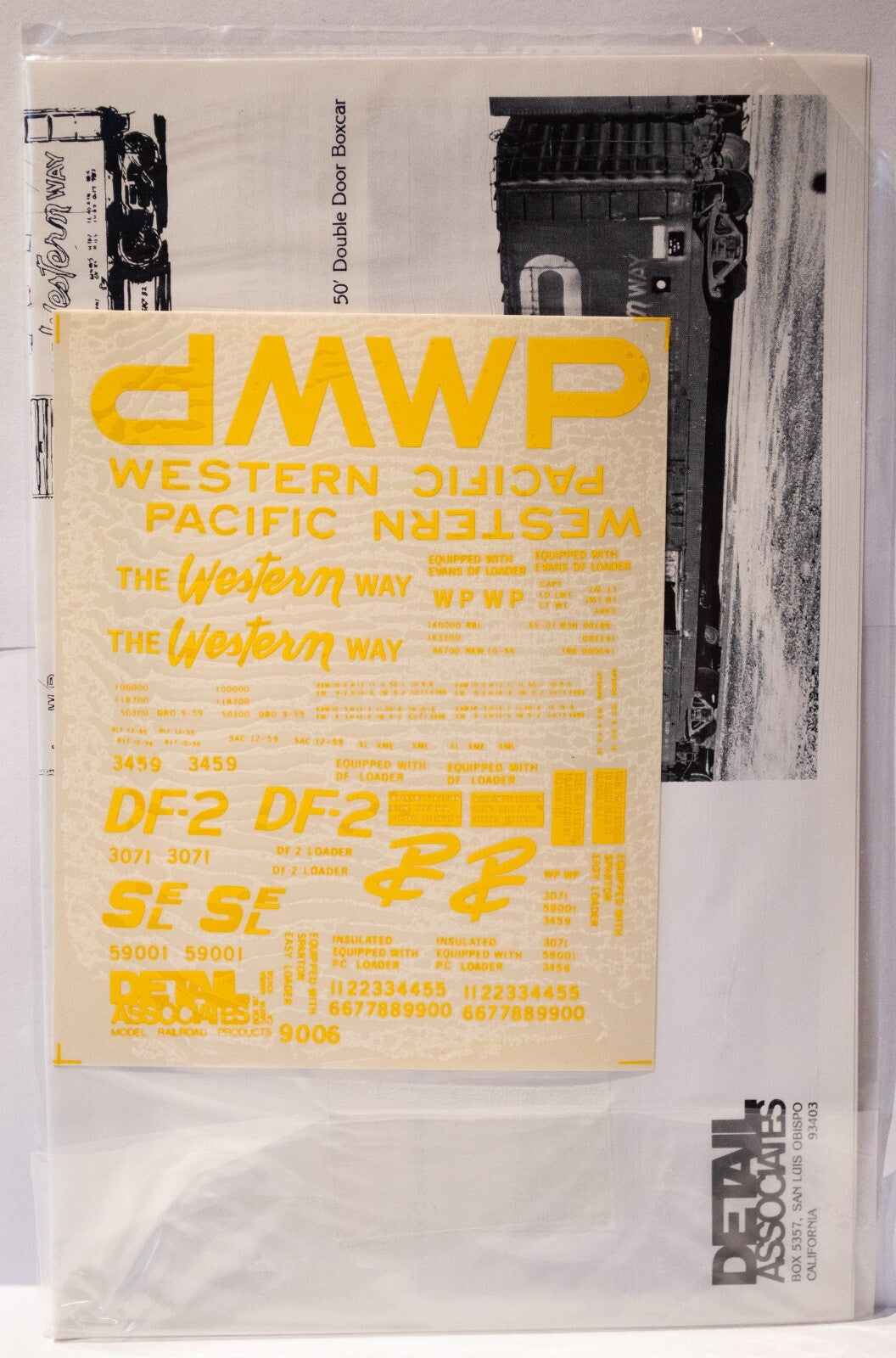 Detail Associates #9006 Decal Set - Western Pacific Box Car -- Script "Western W