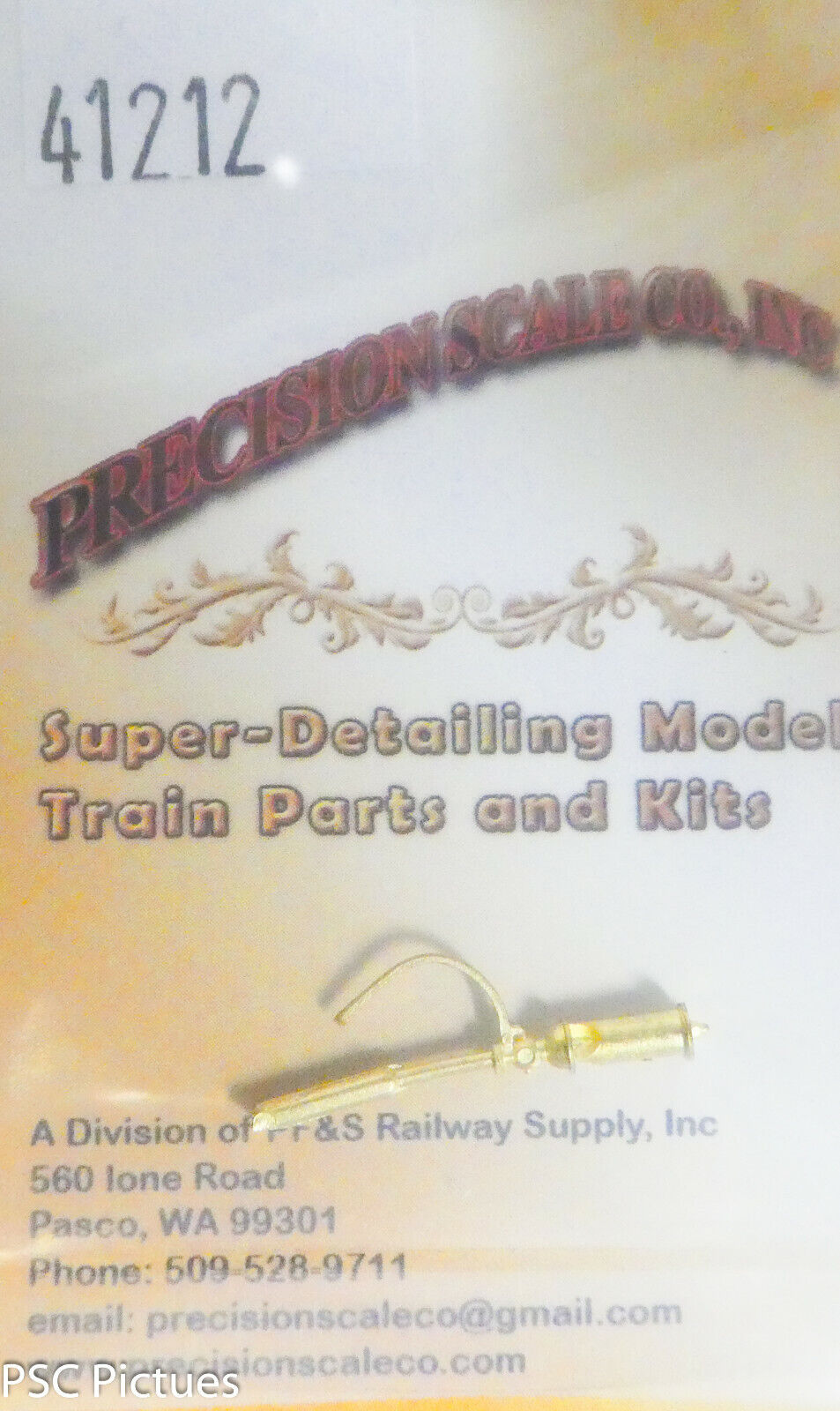 Precision Scale O #41212 Whistle, Top Mount, Single Chime, Lever Down (Brass)