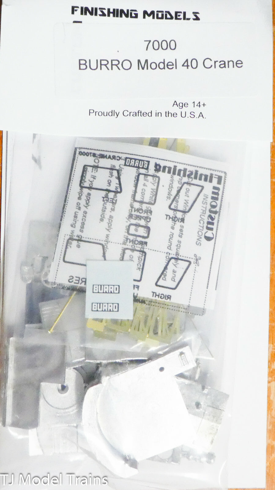 Custom Finishing Models HO #7000 BURRO Model 40 Crane 12.5 Ton (Kit) Pewter