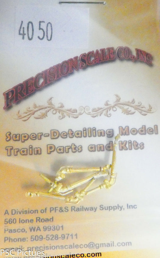 Precision Scale O #4050 Air Hose w/Angle Cock & Glad Hand (4 in pkg) Brass
