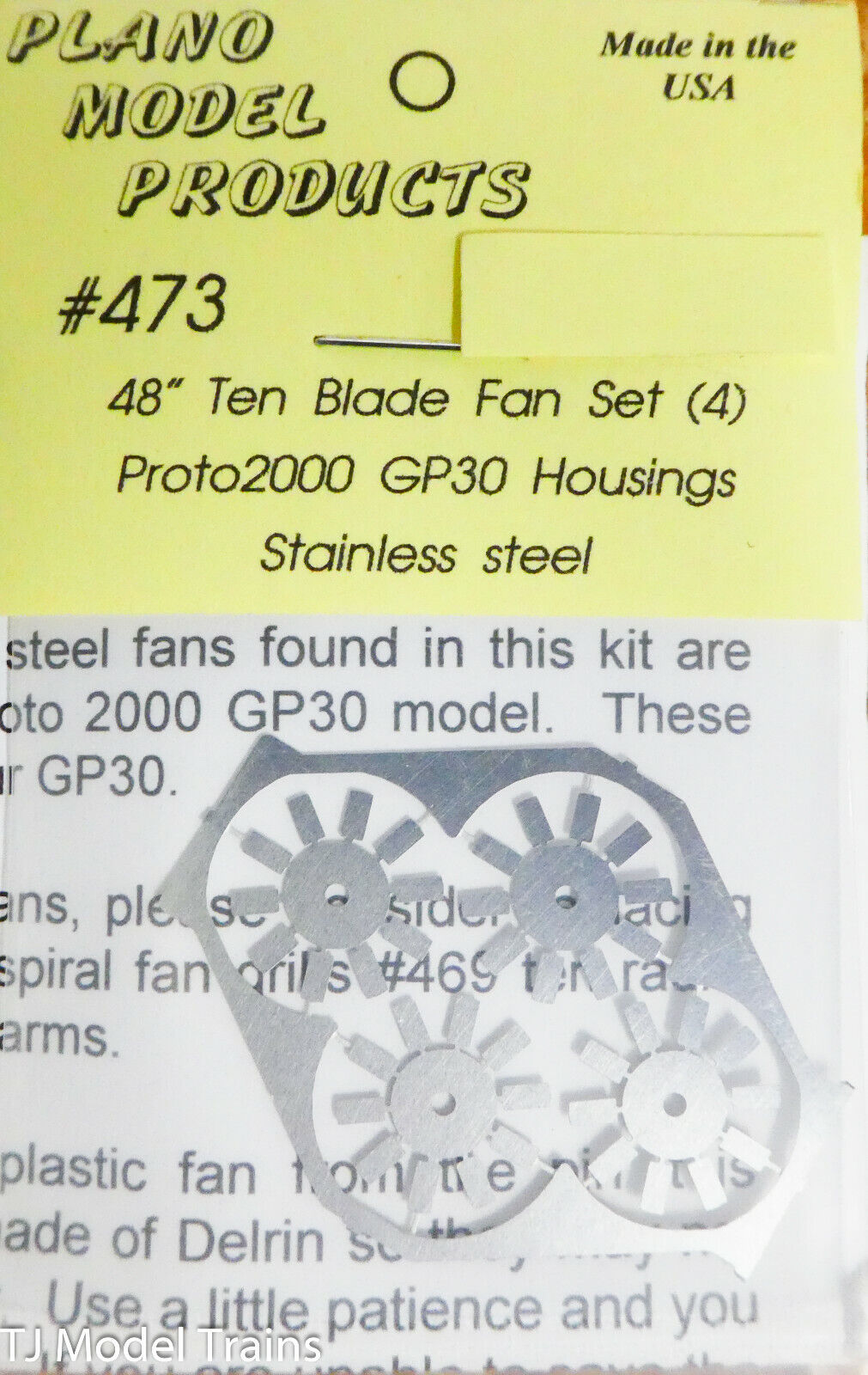 Plano Model Products HO #473 (48" Ten Blade Fan Set) for: Proto2000 GP30