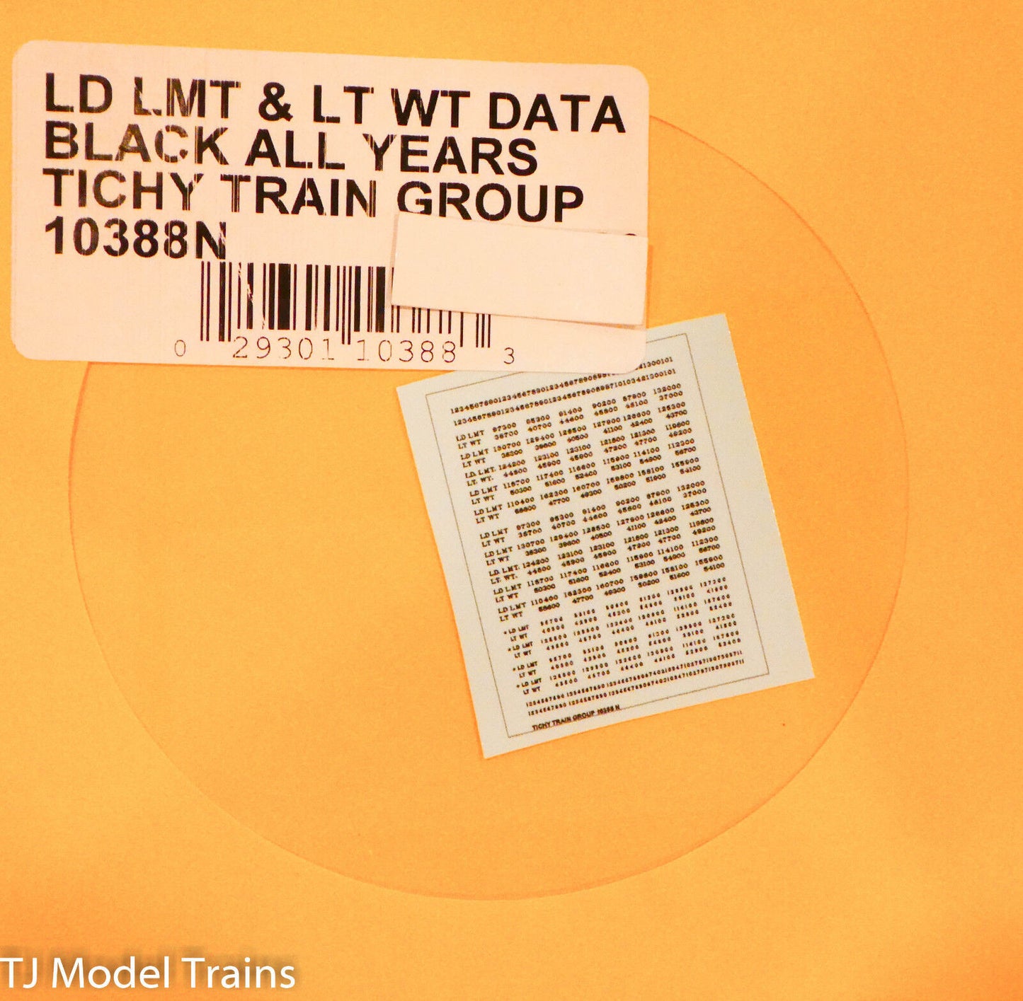 Tichy Train Group Decal #10388N LD LMT & LT WT Data Black All Years (Decal)