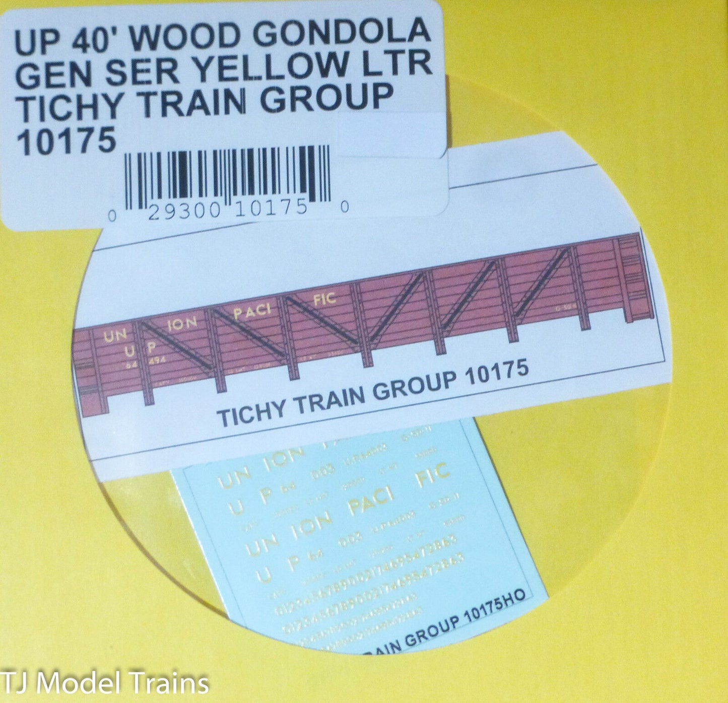 Tichy Train Group #10175 Decal for: Union Pacific GS Wood Gondola (Yellow Letter