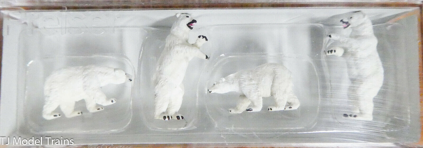 Preiser N #79716 Animals -- Polar Bears (4) 1:160 Scale (Plastic Figures)
