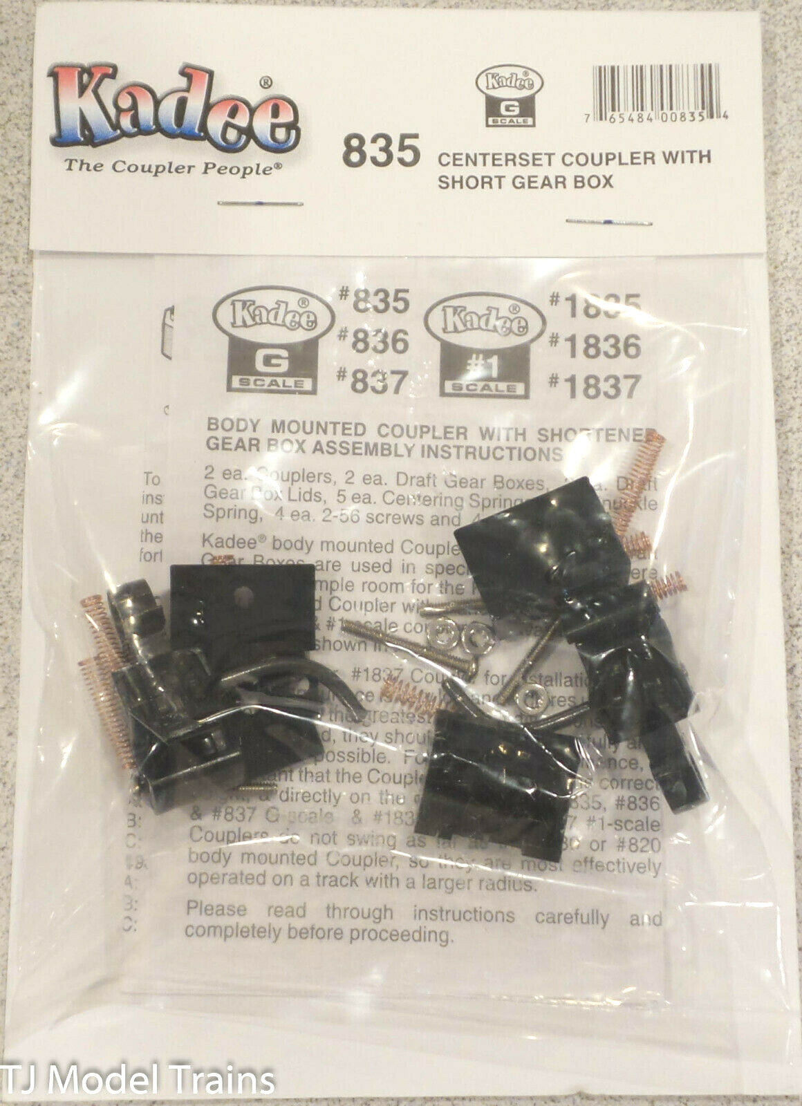 Kadee G #835 Knuckle Couplers with Shortened Gear Box Assembly Instructions