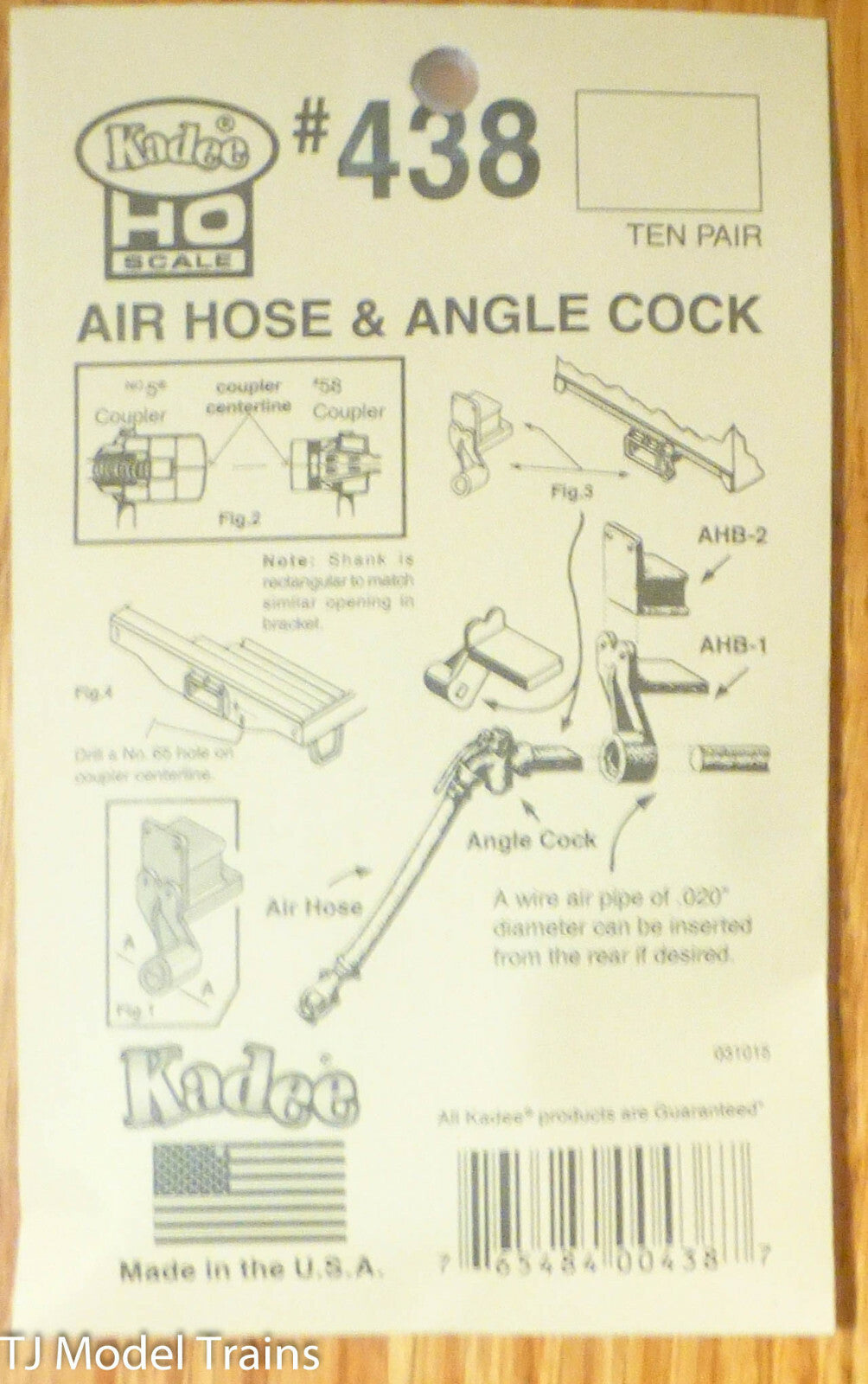 Kadee HO #438 Air Hose & Angle Cock (Ten Pair in Package) 1:87th Scale