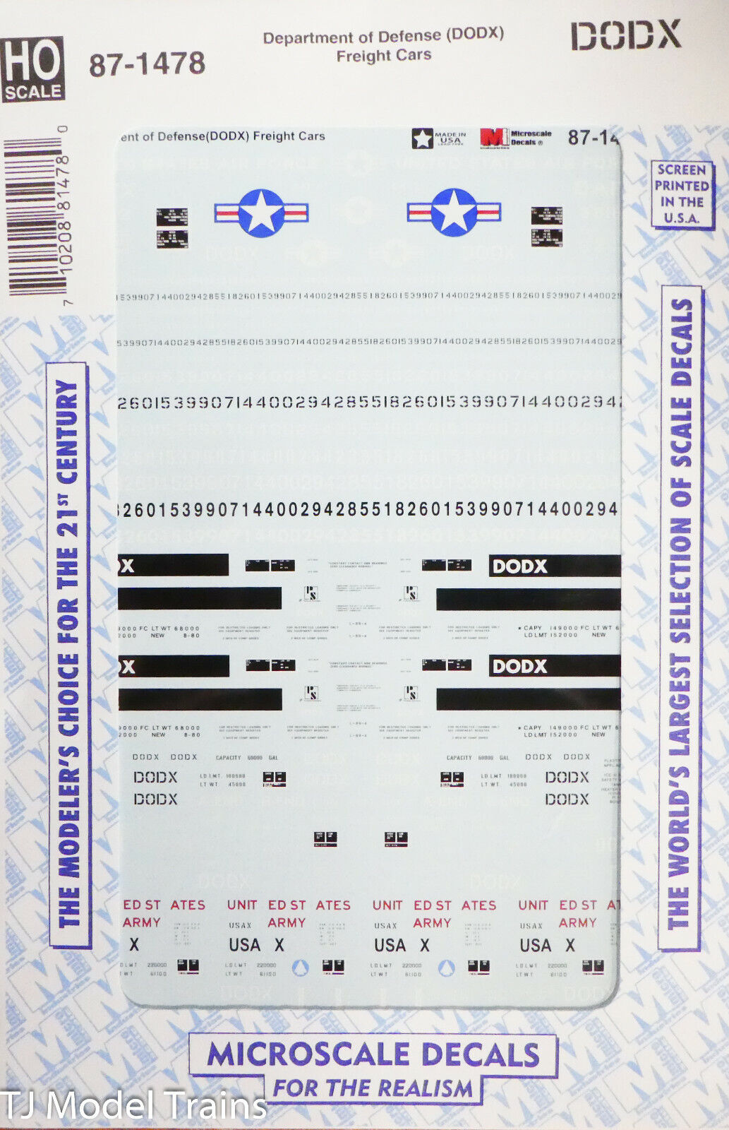 Microscale HO #87-1478 Department of Defense (DODX) for: Freight Cars (Decals)