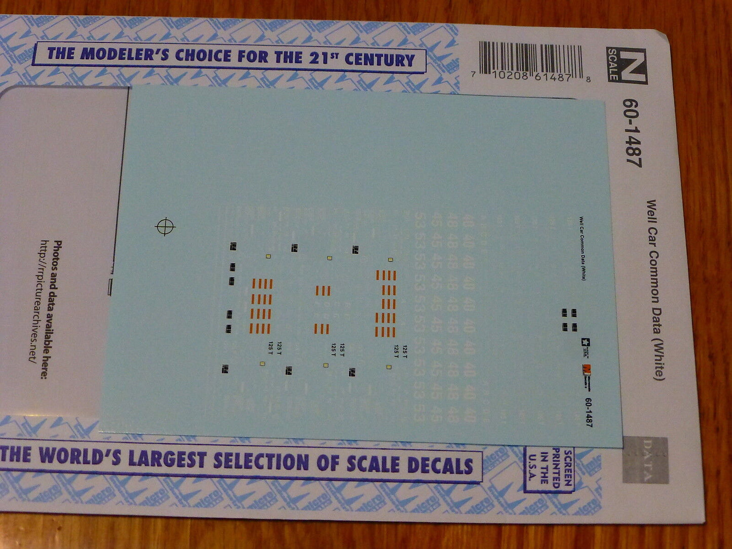 Microscale Decal N #60-1487 Well Car Common Data (White) Decal Sheet