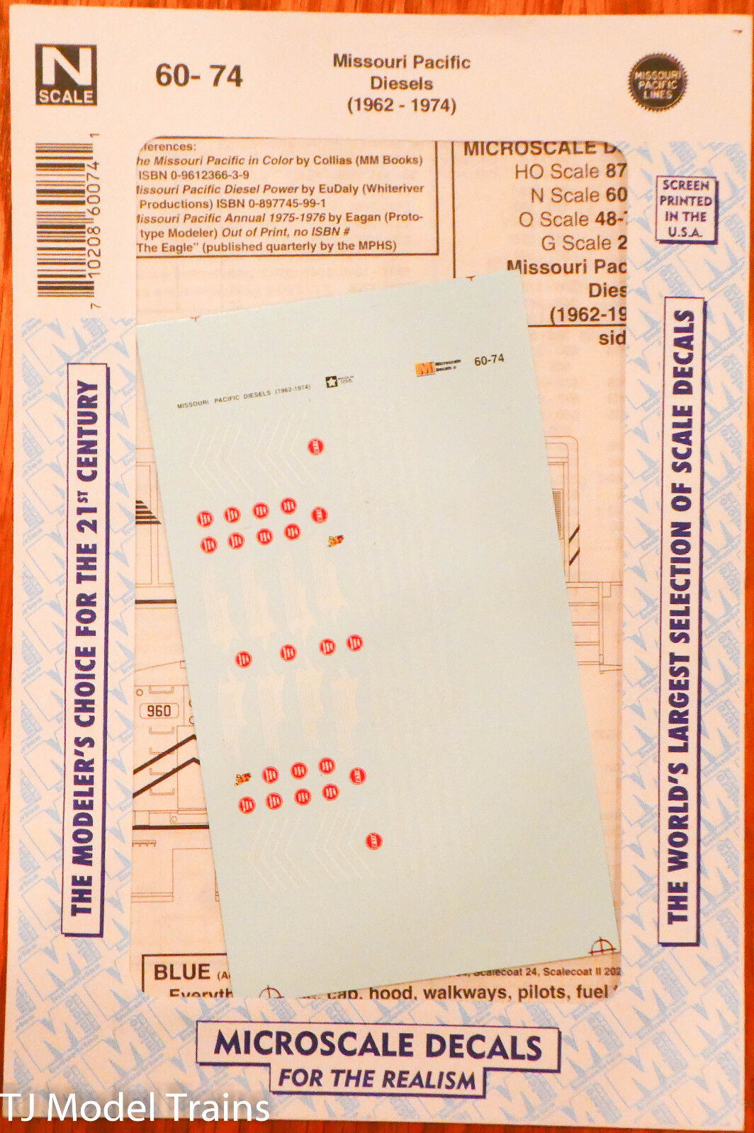 Microscale Decal N #60-74 Missouri Pacific Diesels (1962-1974)