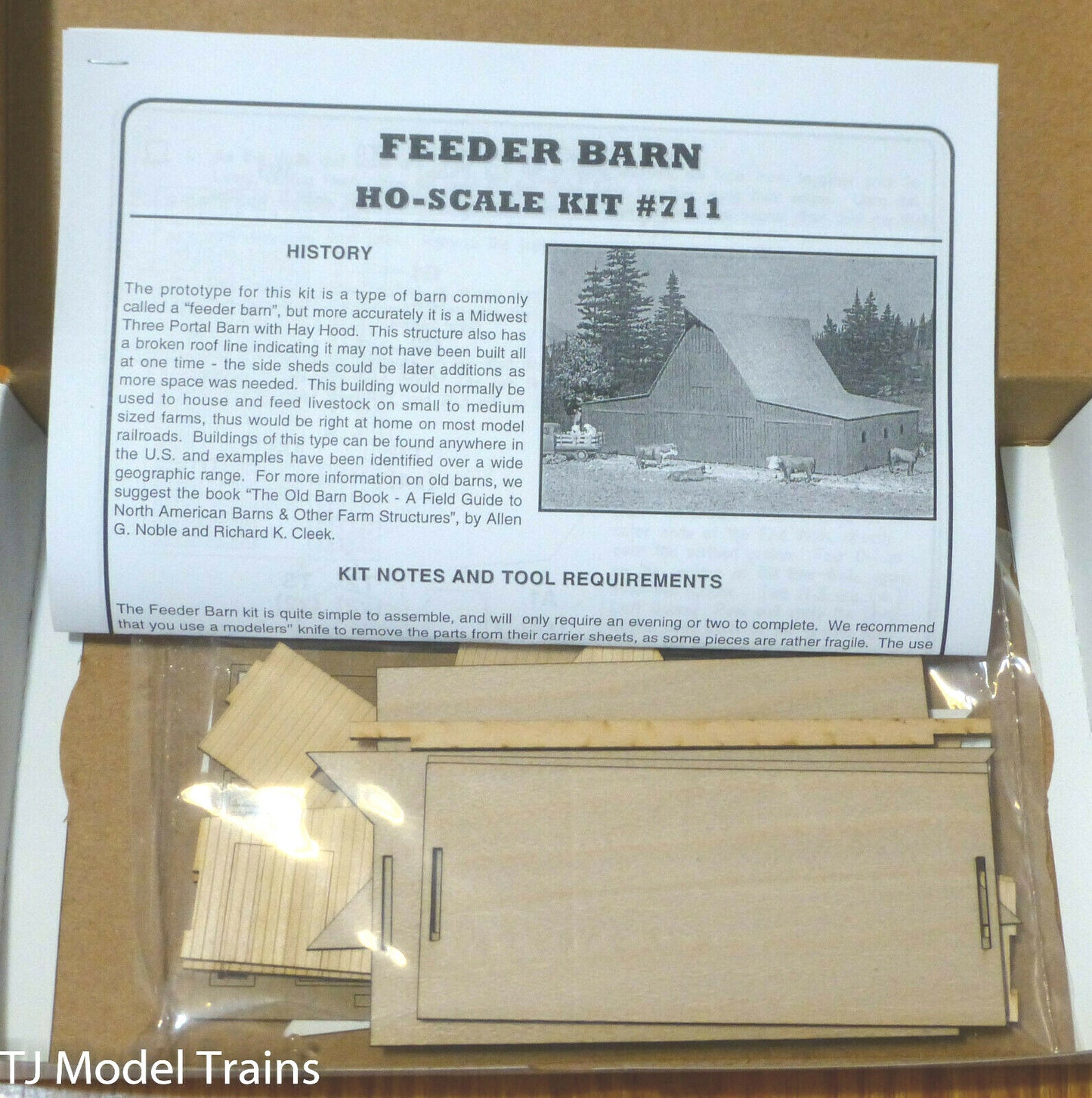 American Model Builders #711 Feeder Barn (Laser Wood Cut Kit) NEW
