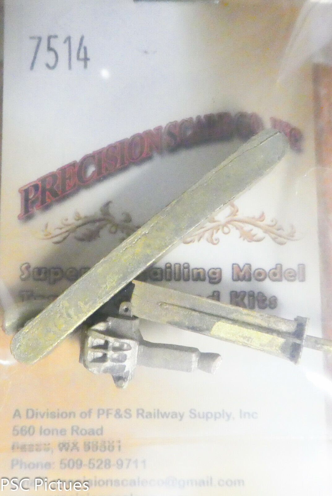 Precision Scale O #7514 Beam, Snow Plow Pilot, w/Extended Coupler Pocket (Brass)