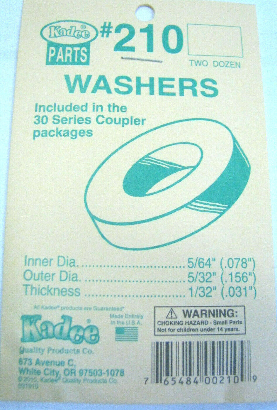Kadee HO #210 Washers (See below for details)