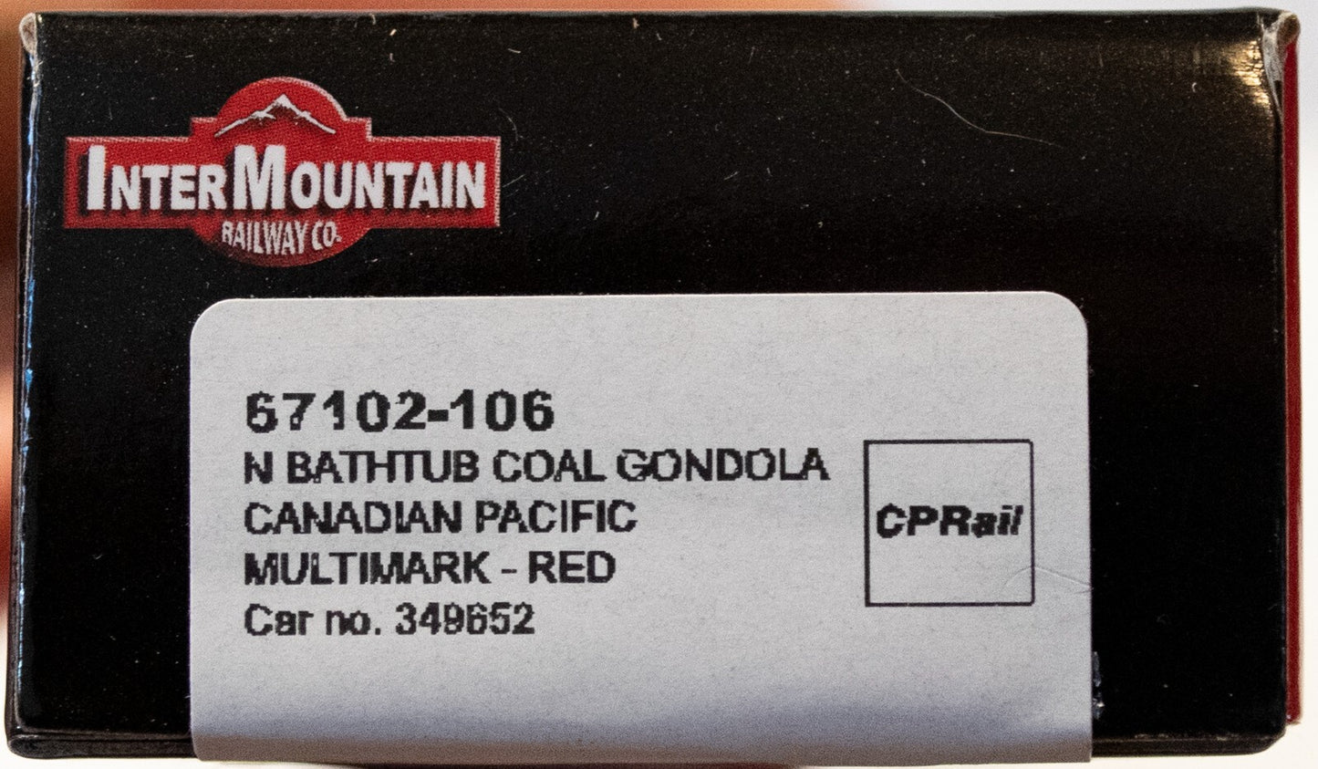 InterMountian N #67102-106 Bathtub Coal Gondola - Ready to Run -- Canadian Pacif