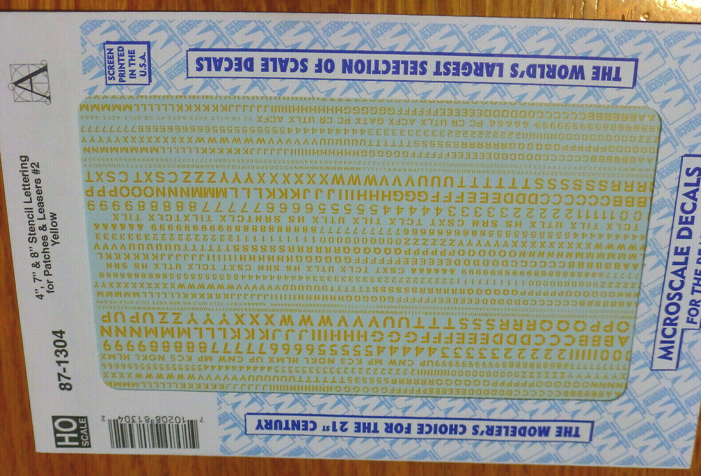 Microscale Decal HO #87-1304 Alphabet & Numbers - 4, 7 & 8" Stencil Lettering --