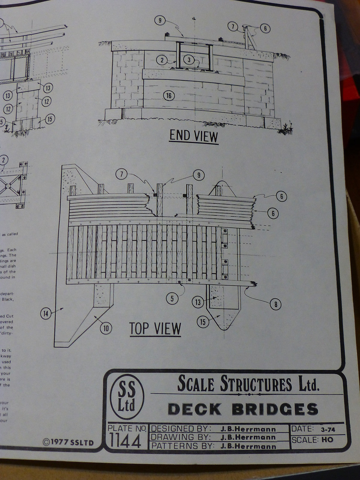 Scale Structures Ltd. #1144 Deck Bridge pkg(2) Kit (Unpainted) Each 3-1/2" Long