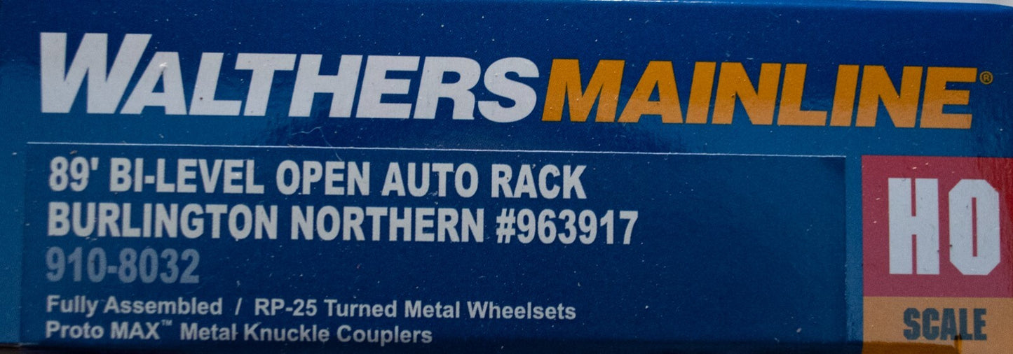 Walthers HO #910-8032 89' Flatcar w/Bi-Level Open Auto Rack - Ready to Run -- Bu