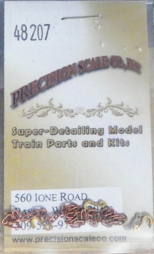 Precision Scale HO #48207 Large Hooks & Large Chain 4" (Brass)