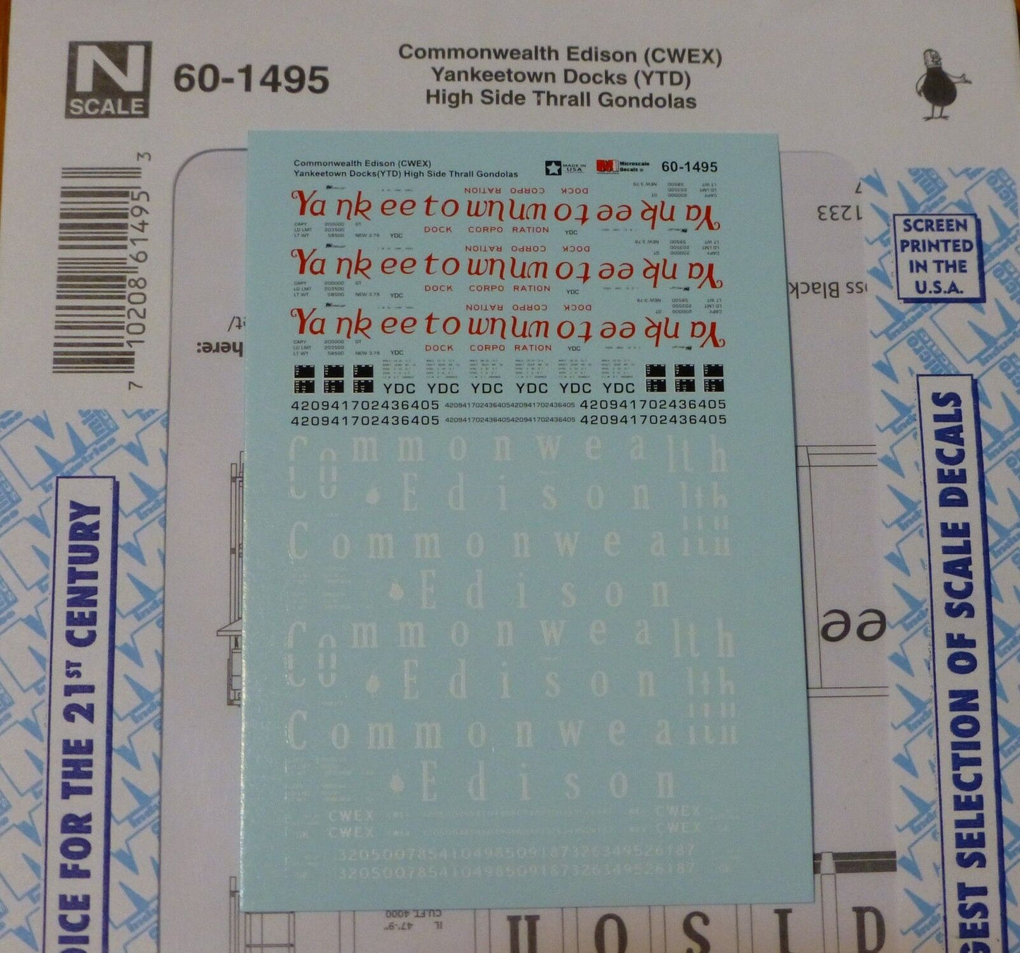 Microscale Decal N #60-1495 Commonwealth Edison (CWEX) Yankeetown Docks (YTD)Gon