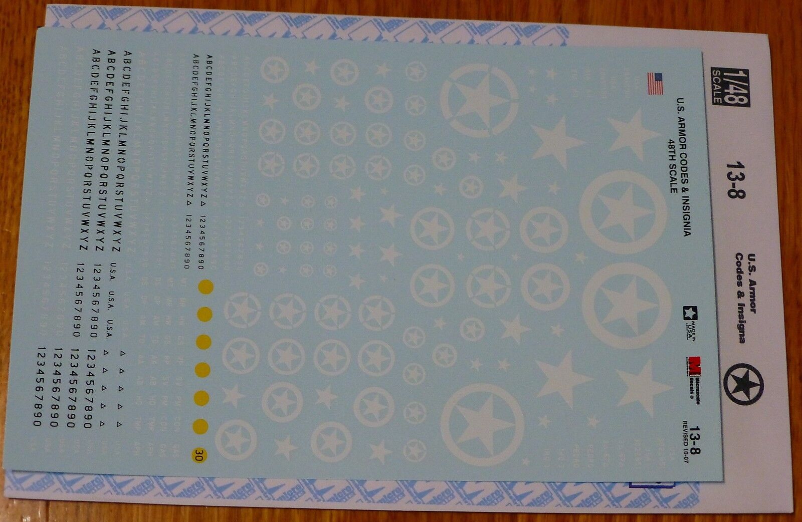 Microscale Decal #13-8 1/48 WWII U.S. Armor Codes And Insignia | Model Kit Decal