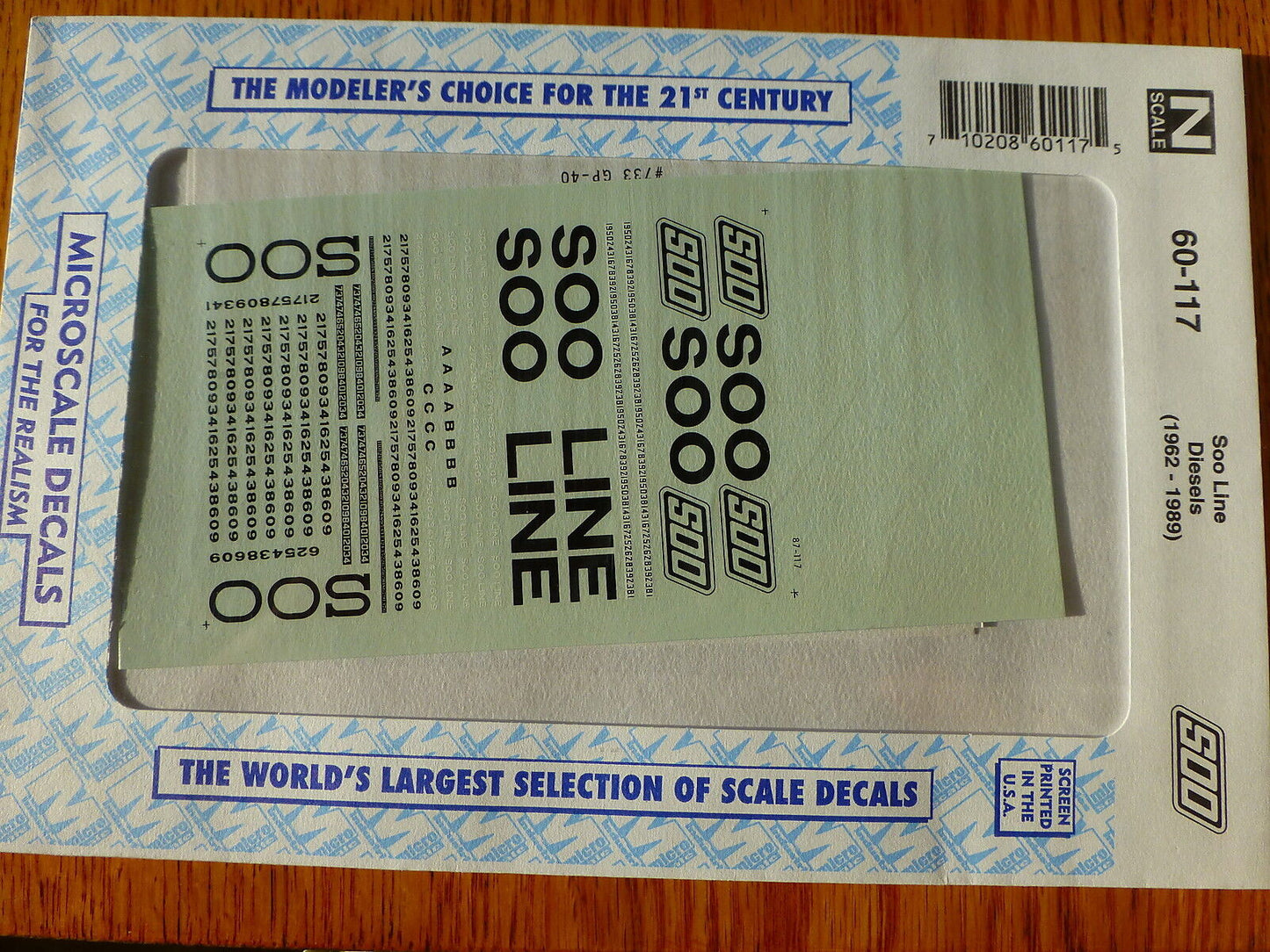 Microscale Decal N #60-117 Soo Line Diesels (1962-1989) Diesel - Red & White Sch