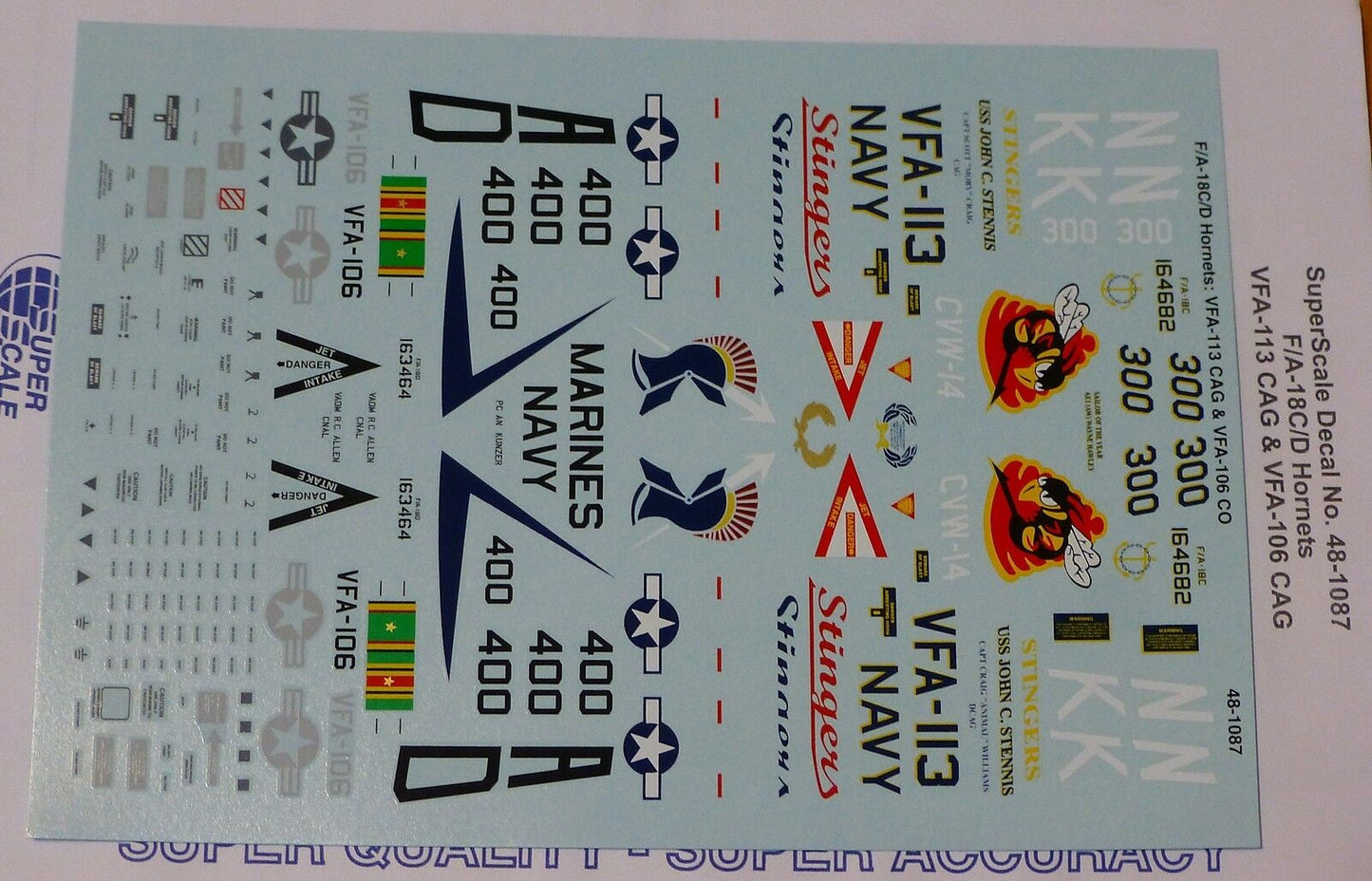 Microscale Decal 1:48 Scale #48-1087 / F/A-18/D Hornets: VFA-113 CAG & VFA-106