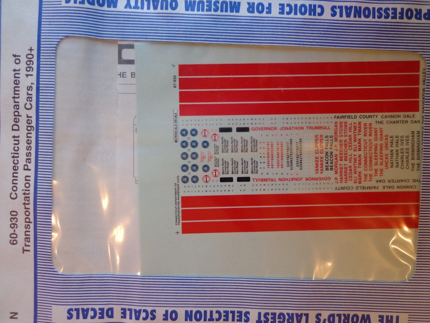 Microscale Decal N #60-930 Connecticut Department of Transportation Passenger C