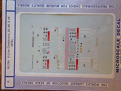 Microscale Decal N #60-784 K-Line 20' AND 40' Containers (1970+)