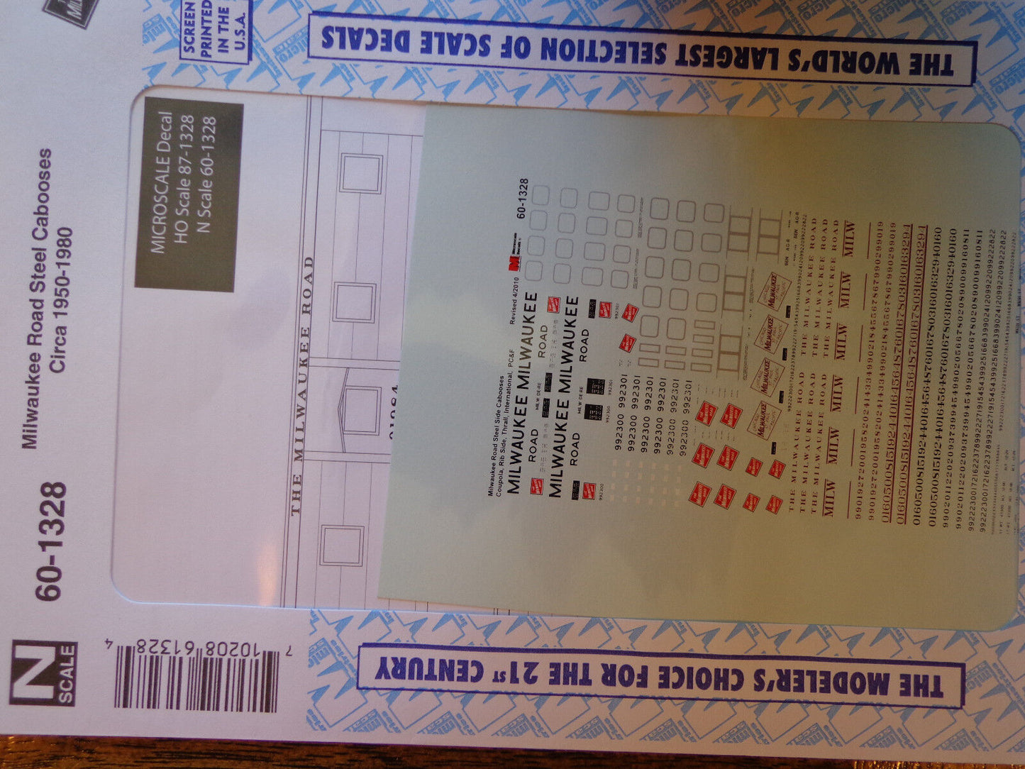 Microscale Decal N #60-1328 Milwaukee Road Steel Cabooses-Circa 1950-1980