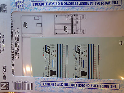 Microscale Decal N #60-4239 Gordon Trucking Trailer & Tractor