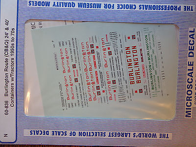 Microscale Decal N #60-836 Burlington Route 24' & 40' Containers w/Tractors-Con