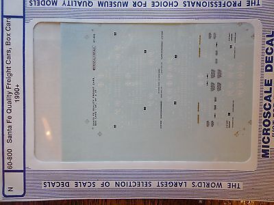 Microscale Decal N #60-800 Santa Fe 50', 60', 86' Box Cars (1990-1996) Box Car