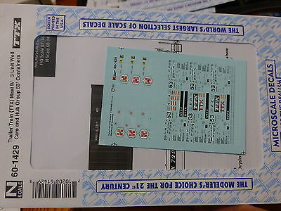 Microscale Decal N #60-1429 Trailer Train TTX Maxi IV Well Cars & 53' HUB Group
