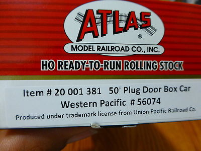 Atlas HO #20001381 Western Pacific #56074 (50' Plug Door Box Car)