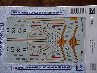 Microscale Decal HO #87-1072 Santa Fe Diesel - E1, E3, E6" Dates:1939-68