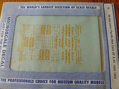 Microscale Decal N #60-494 UP Freight-Box Car - 40' 50'