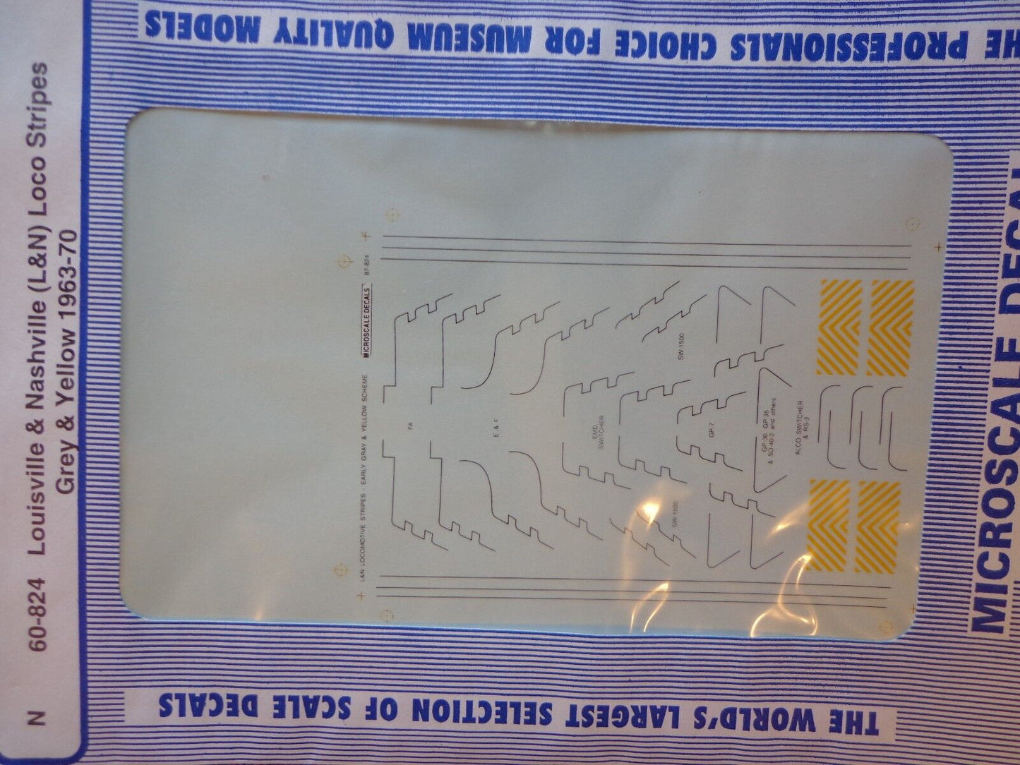 Microscale Decal N #60-824 Louisville & Nashville Loco Stripes, (1963-70) Diese