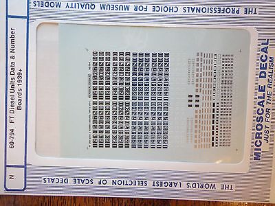 Microscale Decal N #60-794 Diesel Data for EMC FT - Data and Numberboards (1939