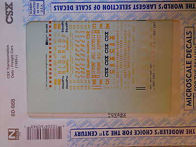 Microscale Decal N #60-988 CSX Freight Car Data (1985+)-Freight Car Data