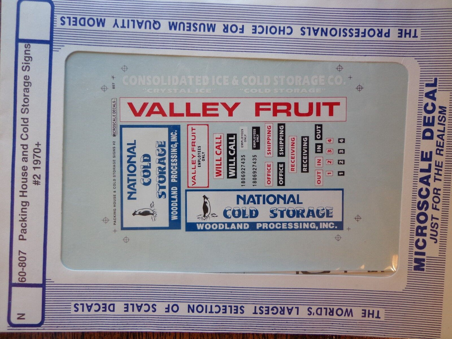 Microscale Decal N #60-807 Packing House & Cold Storage Signs #2, (1970+) Packi