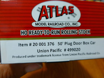 Atlas HO #20001376 Union Pacific #499020 (50' Plug Door Box Car)