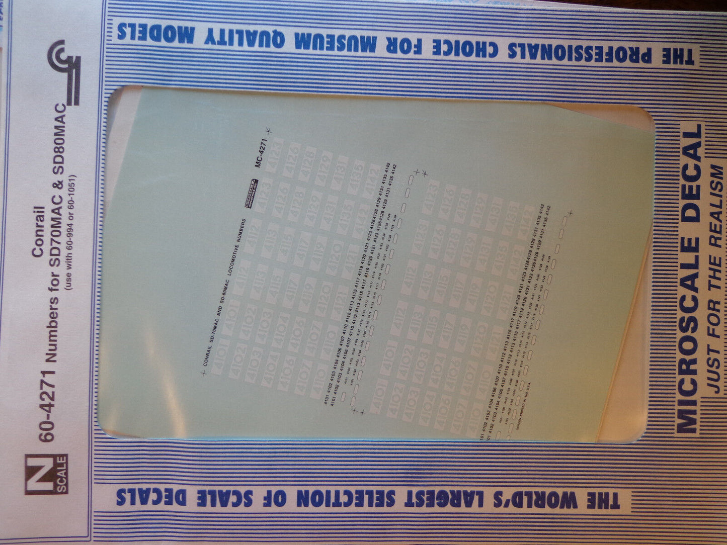 Microscale Decal N #60-4271 Conrail Diesel - Numbers f/ SD70MAC & SD80MAC - use