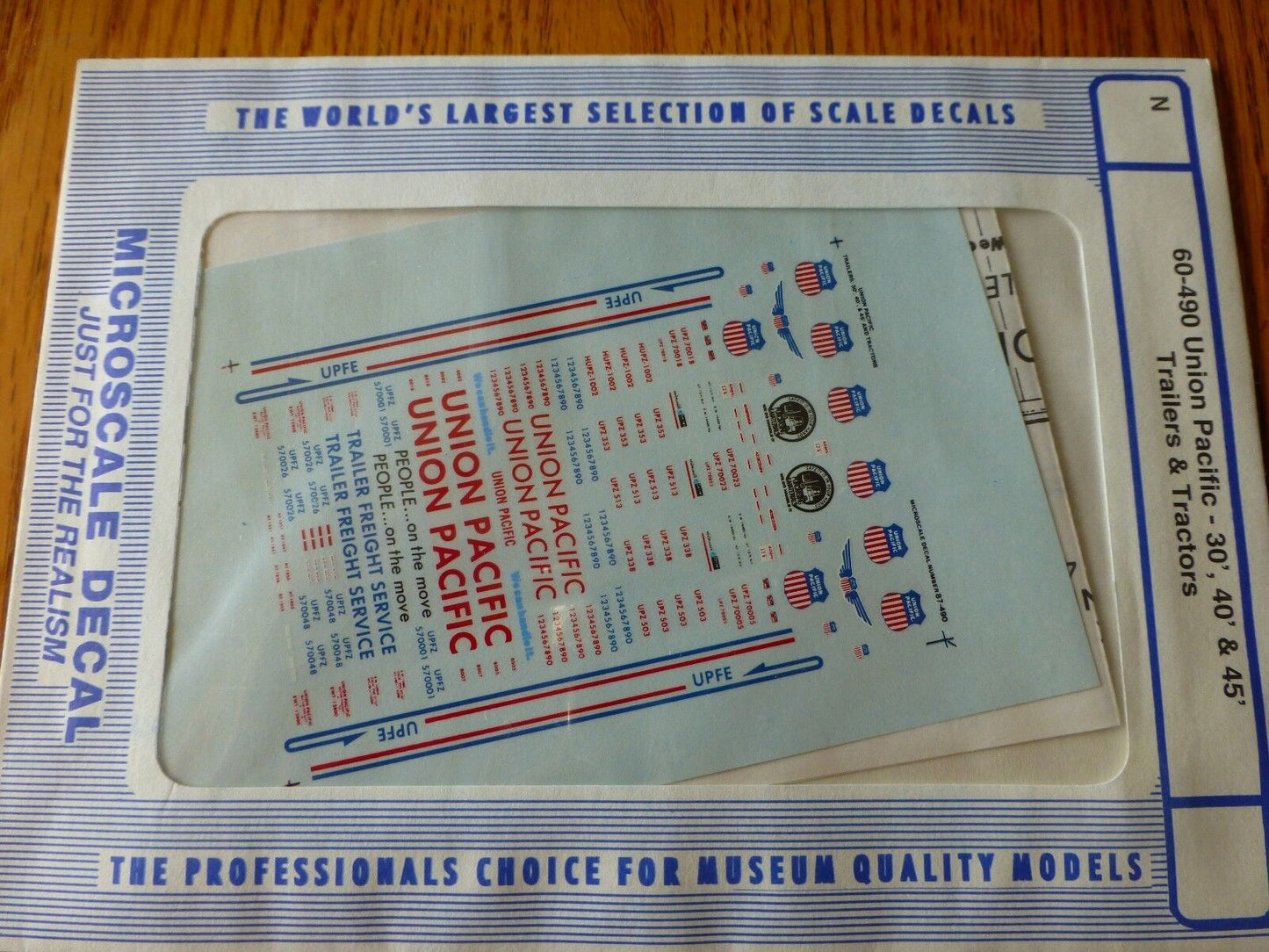 Microscale Decal N #60-490 UP Trailers-Tractors & Trailers 30' - 40' - 50'