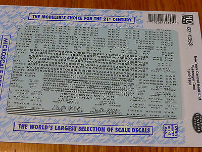 Microscale Decal HO #87-1353 New York Central (NYC)-Silver Streamlined Passenge