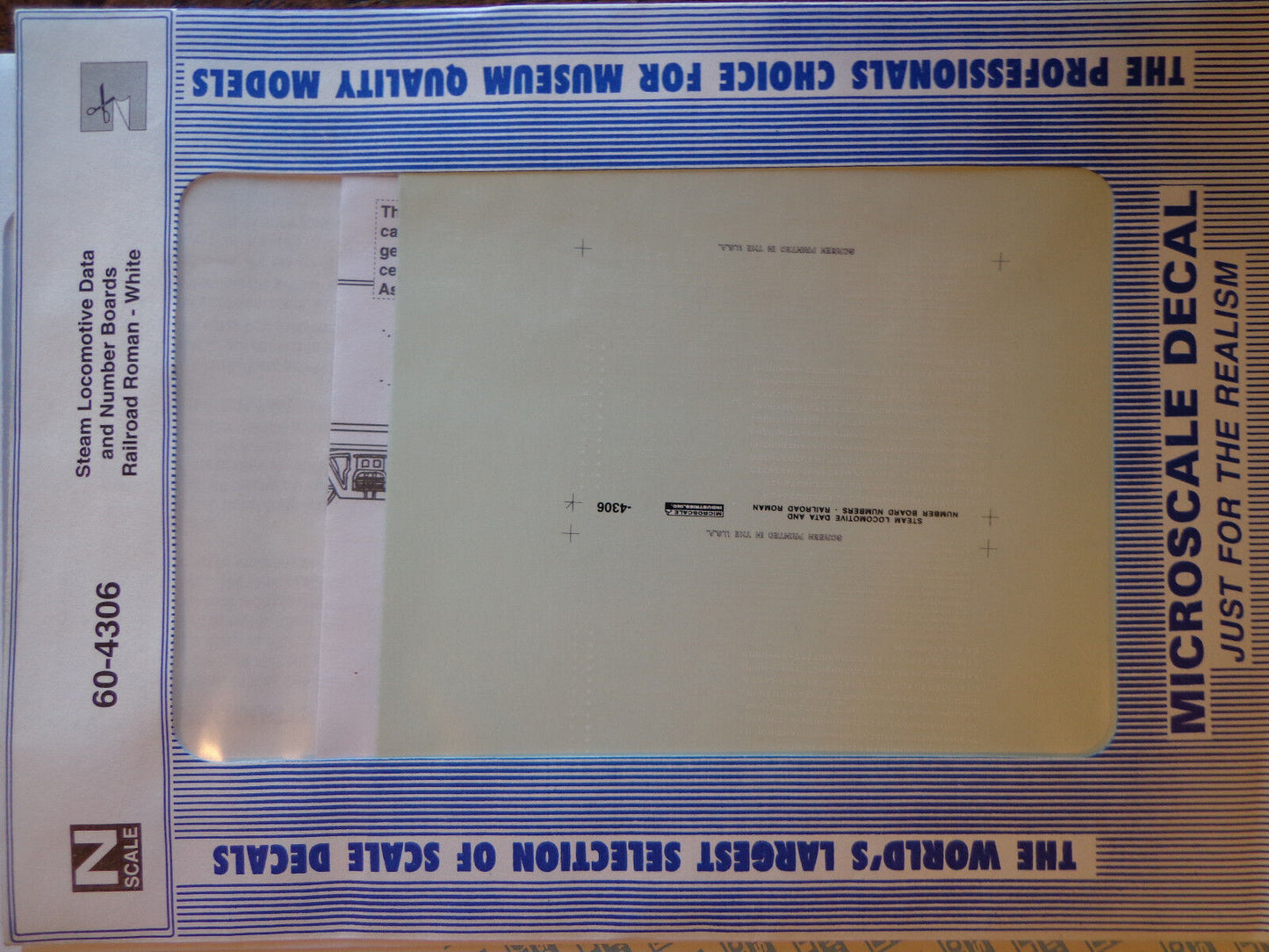 Microscale Decal N #60-4306 Numberboards - Steam Locomotives - Railroad Roman -