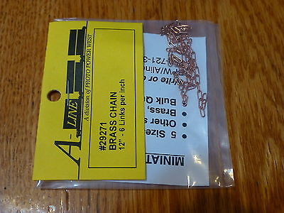 A-Line HO #29271 Brass Chain - 12" -- 6 Links Per Inch