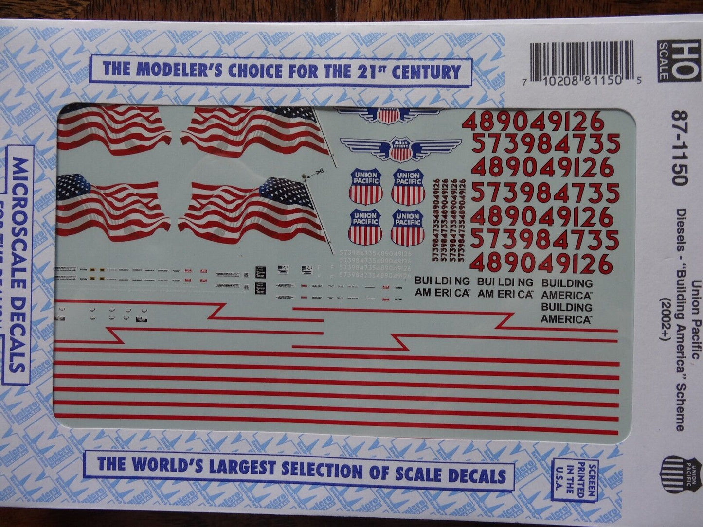 Microscale Decal HO #87-1150 UP Diesels ""Building America"" Scheme"