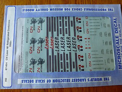 Microscale Decal HO #87-804 CN Laser 48' Refrigerated Containers, (1993+) Conta